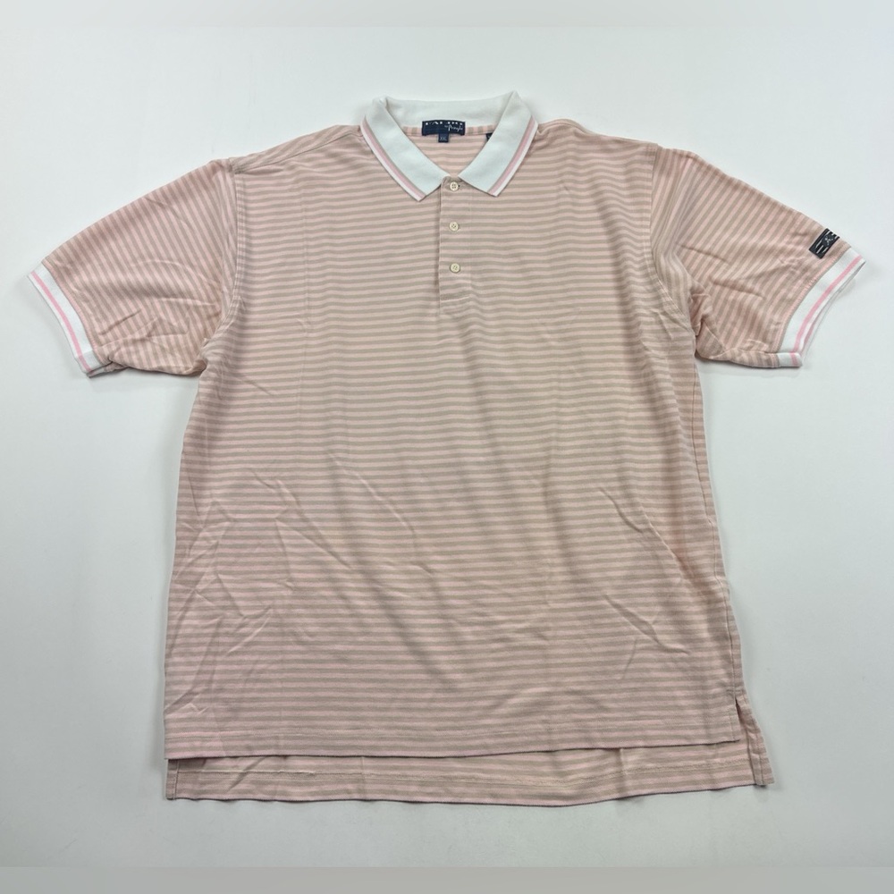 Faldo Pringle Pink Green White Short Sleeve Golf Polo Shirt Mens 2XL XXL Striped